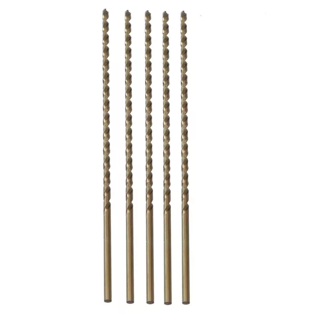 5pc 2/3/4/5/6mm Extra Long Shank 200mm HSS M35 Cobalt Twist Drill Bits for Metal