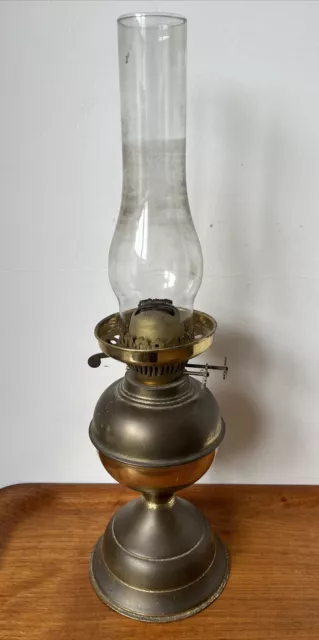 Vintage Brass Oil Lamp - Double Wick - Made In England