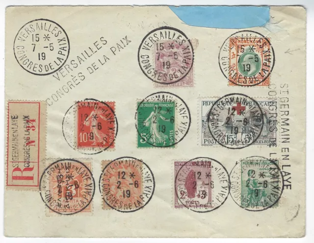 Hong Kong 5c KEVII on a French Versailles Peace Congress cover of 1919