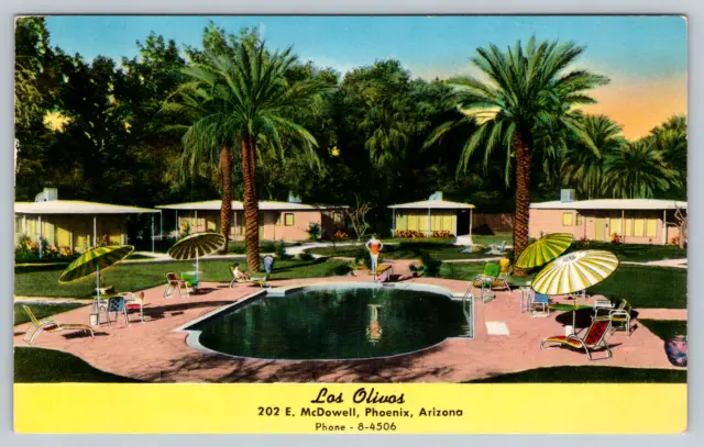 c1950s Los Olivos Arizona Hotel Vintage Postcard