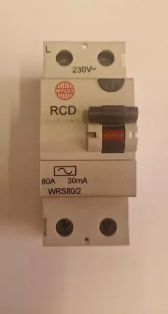 WYLEX 80 AMP 30mA DOUBLE POLE RCD TYPE AC WRS80/2