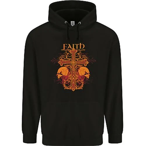 Faith Demonic Skulls Gothic Heavy Metal Mens 80% Cotton Hoodie
