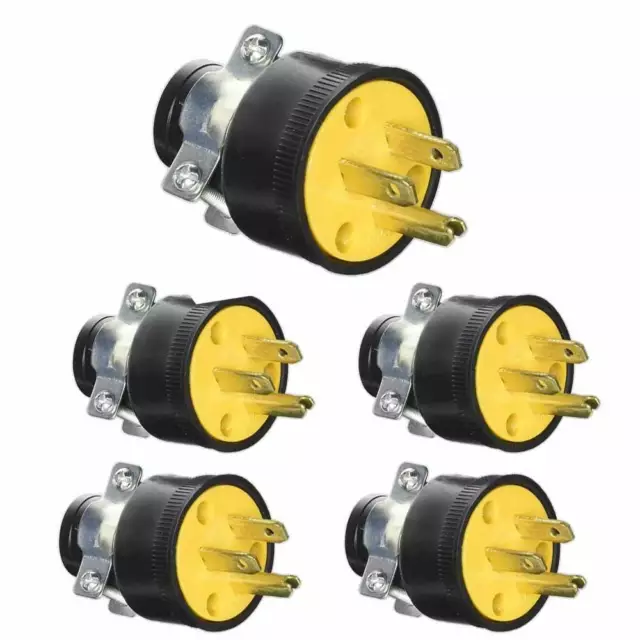 5 PC Mâle Rallonge Remplacement Électrique Fin Prises Grounded 15AMP 125V