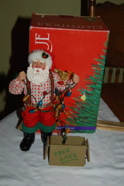 Possible Dreams Clothtique WIRED FOR CHRISTMAS lighted Santa in box - working