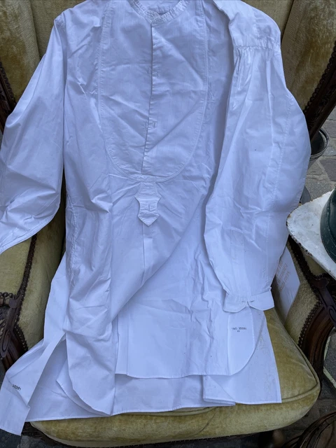 ANCIENNE CHEMISE HOMME Coton A Plastron Liquette EUR 35 00 PicClick FR