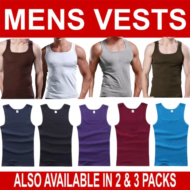 3Pack Mens Vest Cotton Gym Training Tank Top T Shirt Sleeveless Summer Gym Tunic