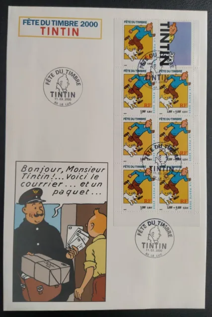 Gd Enveloppe Premier Jour Fête Du Timbre N° Bc3305 Oblitéré Le Luc 2000 Tintin