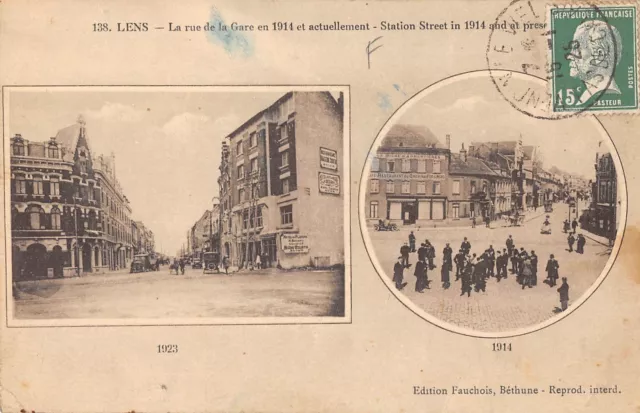 Cpa 62 Lens La Rue De La Gare En 1914