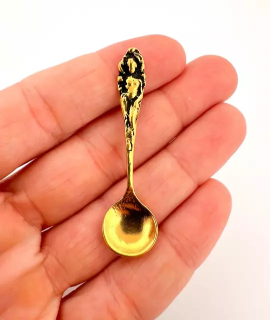 18K Gold plated Sterling silver small Spoon/Sugar Serving spoon/Baby/collectors 2