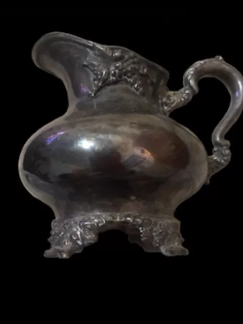 Vintage Ornate Silver-plated Meridan Footed Pitcher