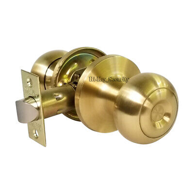 High Quality Door Knob Passage Lock Interior Bedroom Closet Satin Brass