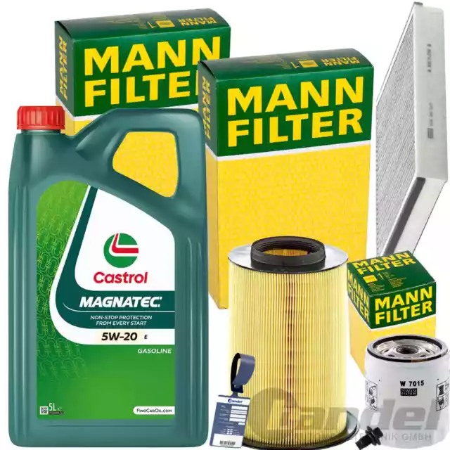 MANN INSPEKTIONSPAKET+5L CASTROL 5W-20 ÖL passend für FORD CMAX FOCUS 3 ECOBOOST