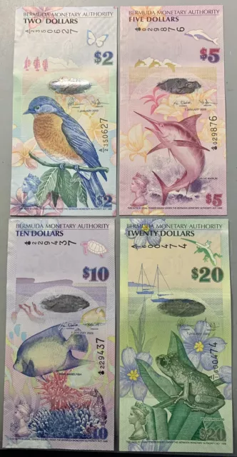 Bermuda 2009 $20 P60/ $10 P59a/ $5 P58a & $2 P57a / Set of 4 Beautiful Unc Notes