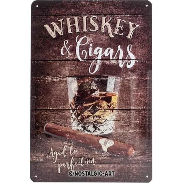Nostalgic-Art - Retro Bar Blechschild Metallschild 20x30cm - Whiskey & Cigars