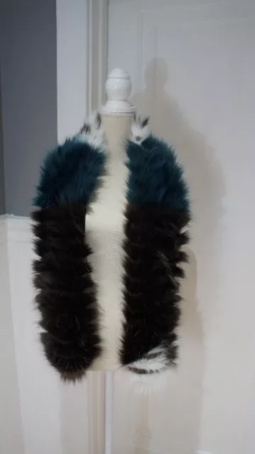  Mossimo Supply Co - Scarves winter Brown Blue White  Faux Fur