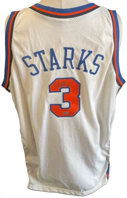 John Starks Signed NY Knicks White Starter Authentic Jersey Autograph Steiner