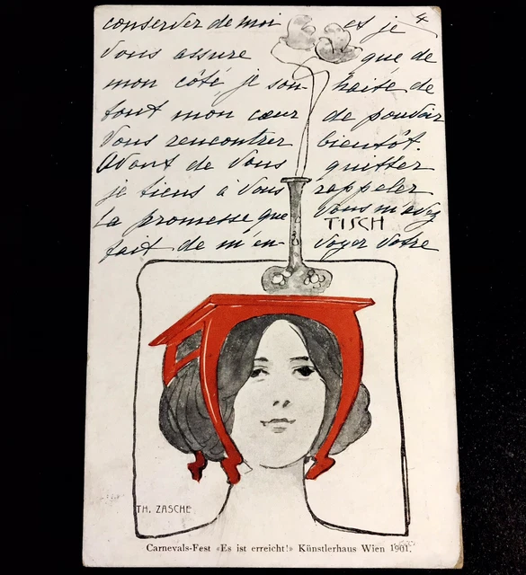 ORIGINAL  postcard TH ZASCHE art nouveau 1901 VIENNE Wiener Österreich jugebstil