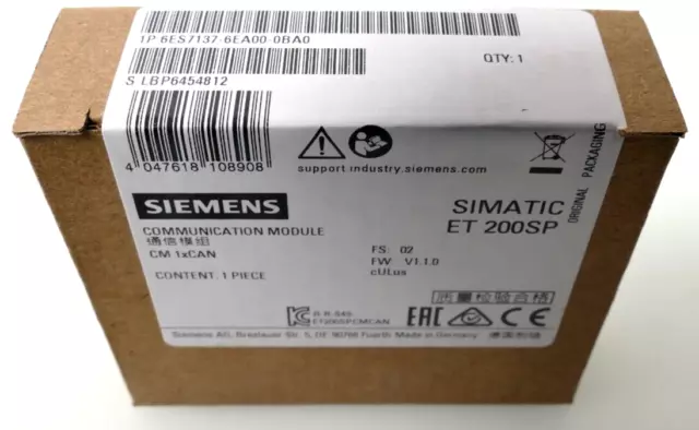 Siemens SIMATIC ET 200SP 6ES7137-6EA00-0BA0 | 6ES7 137-6EA00-0BA0 | FS:02 V1.1.0