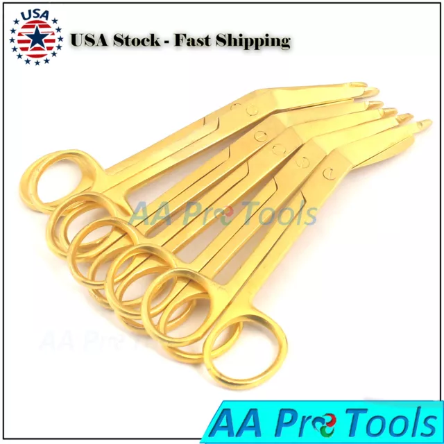 Premium Grade 6 Lister Bandage Nurse Scissors 5.5" Full Gold Medical Instruments