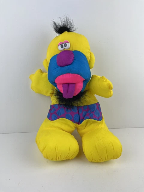 Vintage Fisher Price 1992 Yellow Caveman Puffalump Stuffed Doll Grunts