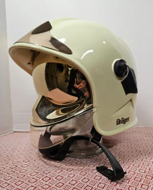 Vintage Drager Gallet Fire Fighters Fireman Brigade Helmet Dual Shield