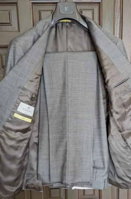 CANALI 1934 Kei Men's Slim Fit Wool Brown Grey Woven Suit 42R (52 EU) NWOT $2350 3