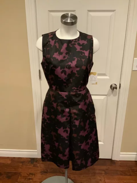 BURBERRY London Purple & Black Silk Fit & Flare Dress, Size 6 (US),  8 (UK)