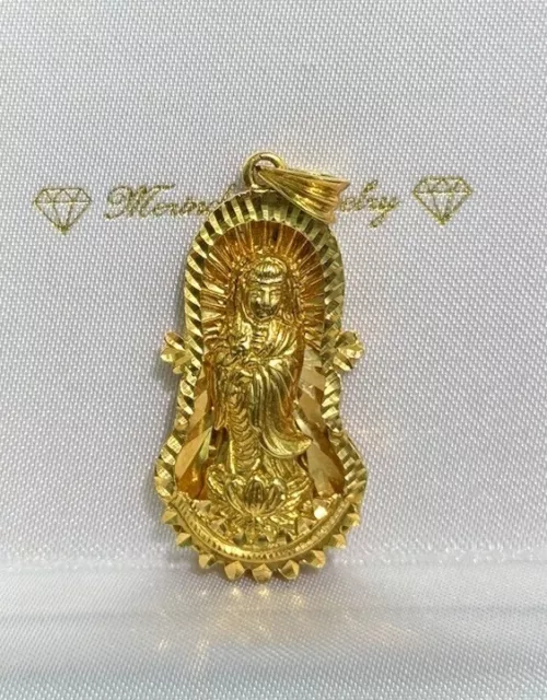 18k Solid Yellow Gold 3D Lady Buddha  Charm/ Pendant. 7.86 Grams