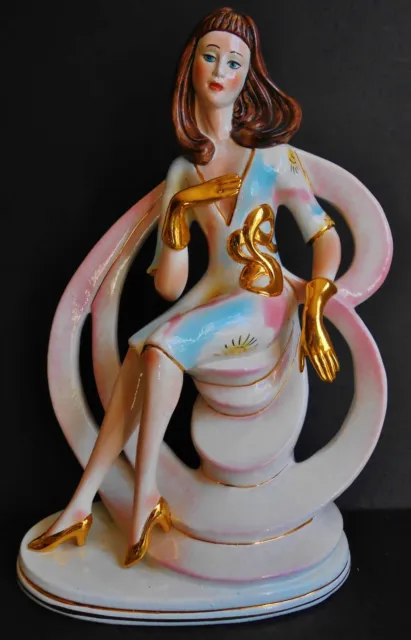 Lady Of Gold ~ Huge Porcelain Figurine ~ Capodimonte Italy ~ Large Centrepiece
