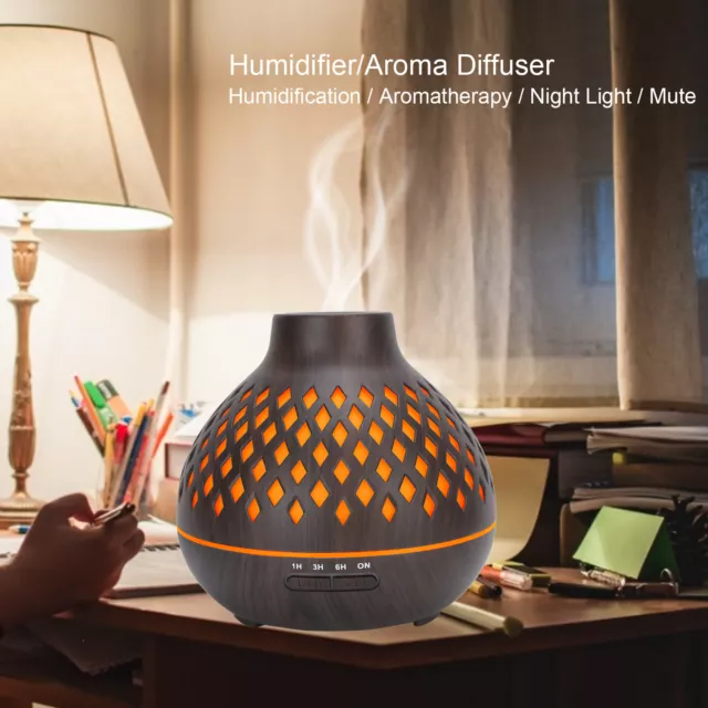 400ml Wood Grain Home Air Humidifier Ultrasonic Aroma Diffuser with LED Light