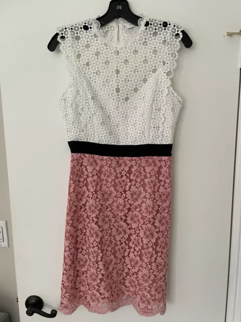 Sandro Dress, Lace, Pink White and Black, Size 38 (US 2-4)