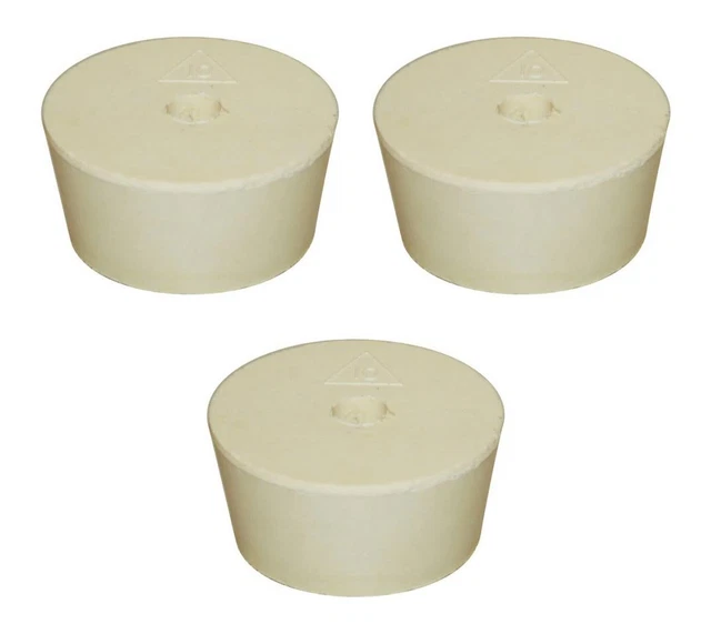 Rubber Stopper - Size 10 - Drilled (Pack of 3)
