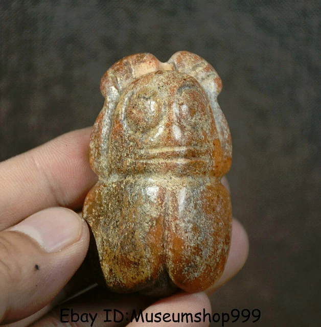 2.4" Old Chinese Hongshan Culture Jade Stone Carved Birds Beast Pendant Amulet