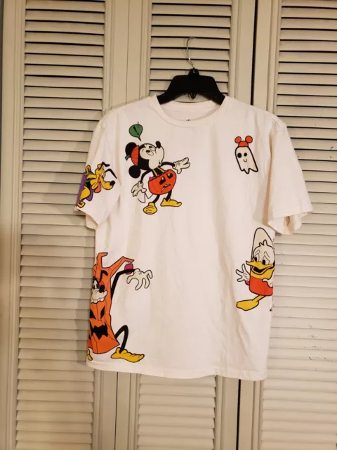 Disney Parks Mens T-Shirt Size XS Mickey Mouse Goofy Donald Duck Halloween Tee