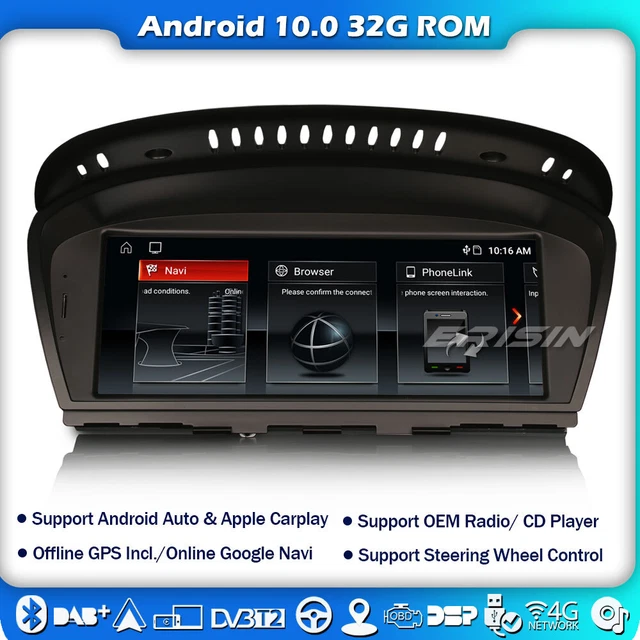 Autoradio Android 14 Octa-Core Pour BMW Série 3/5/6 - Écran IPS 8.8", WiFi, CarPlay, 4G