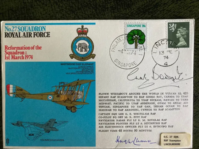 RAF Cover - No.27 Squadron - Vulcan Flown Around World - Signed WW1 POW + Chance