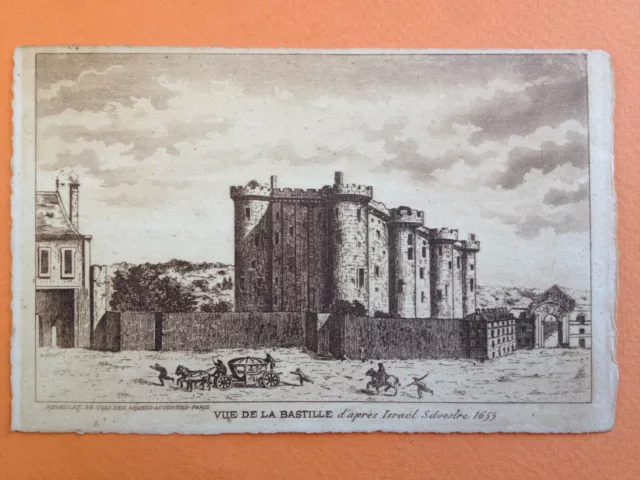 cpa engraving litho PARIS La BASTILLE 1655 Engraving Drawing ISRAEL WILD