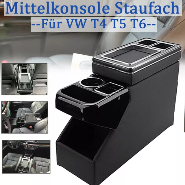 Mittelkonsole Staufach Für VW T4/5 T6 Multivan V Caravel Console Storage Schwarz