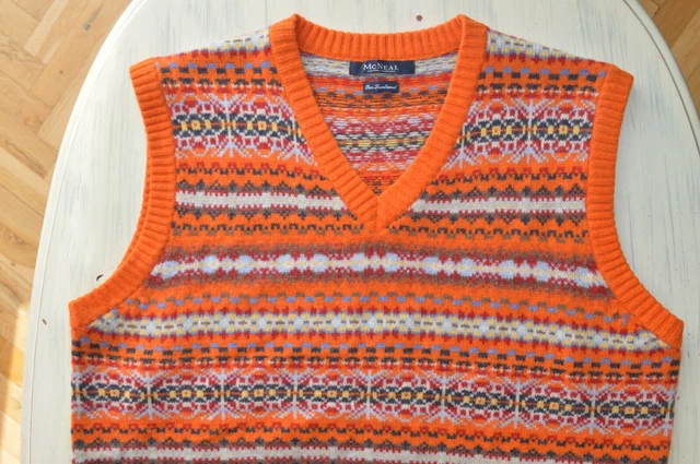 MCNEAL MCNEAL MENS PURE LAMBSWOOL FAIR ISLAND VEST SIZE XL