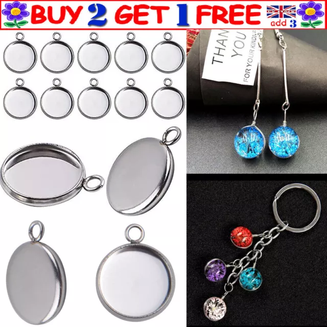 For Jewelry Making6-30mm 1 Bag Stainless Steel Round Blank Bezel Pendant Tray