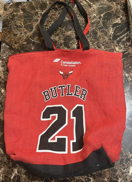 NBA Chicago Bulls #21 Jimmy Butler Tote Bag Burlap 15 x 18 Large Basketball
