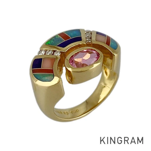 KABANA YG750 Pink Tourmaline Diamond Ring from Japan