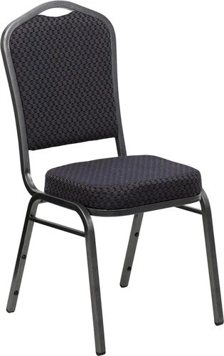 10 PACK Banquet Chair Black Pattern Fabric Restaurant Chair Crown Back Stacking