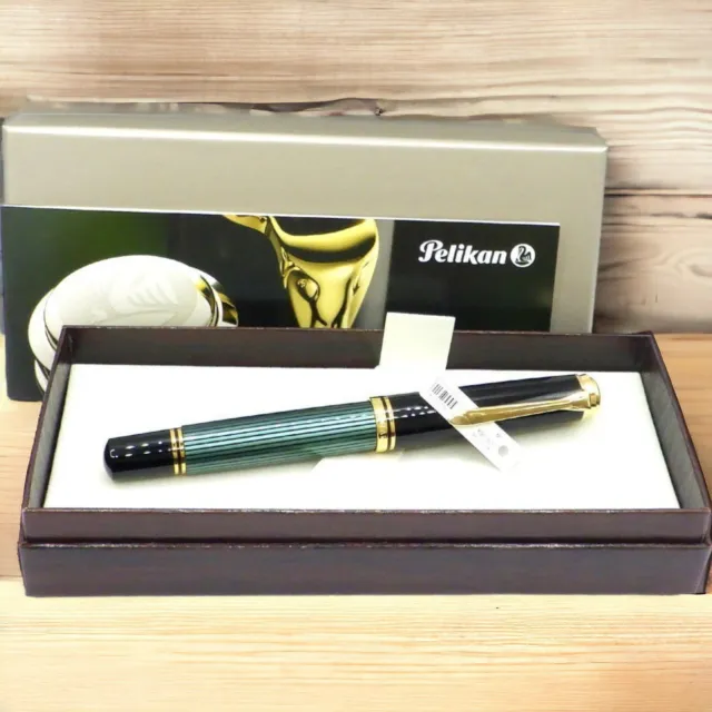 Pelikan Souveran M1000 Green Stripe 18C 750 Fountain Pen M Nib NEW