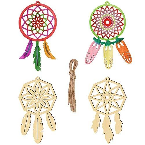 40 Pcs Wooden DIY Dream Catchers Kits for Kids Girls Womens Decorative Hanging