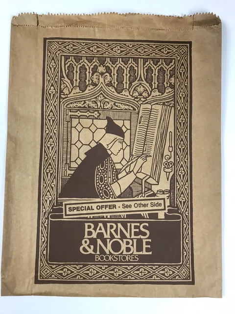 Vintage Barnes & Noble Booksellers Paper Shopping Bag 1970s 15.5 x 12, NYC