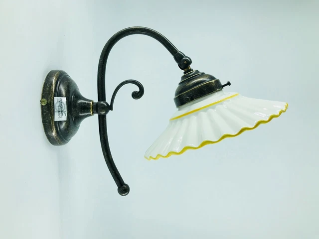 Applique ottone brunito lampada appliques da parete bagno ceramica gialla