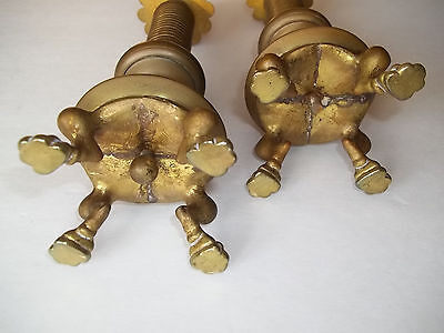 Antique Eastlake Candle Holders Lion Claw Feet 10"  Metal Old Brass Victorian 3
