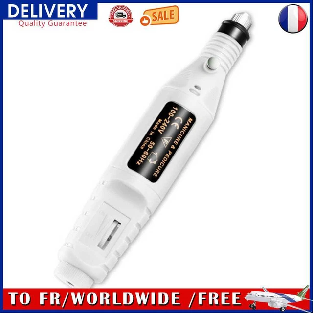 Pen Type Sanding Machine Drill Bit USB Nail Grinder Toe Nail File (White)
