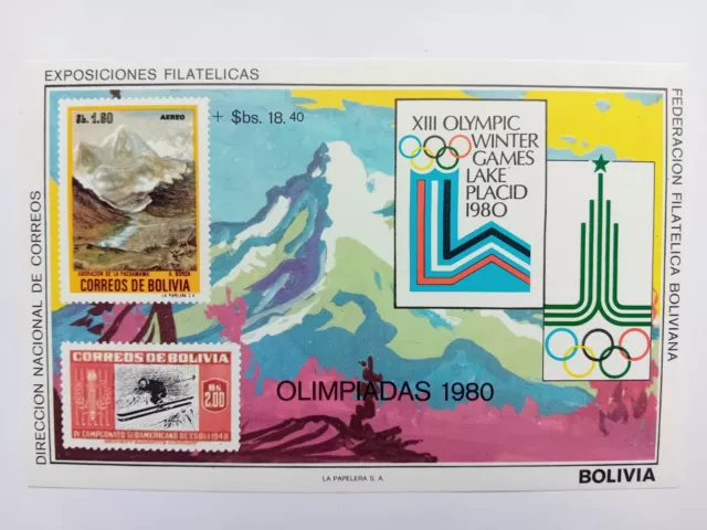 Estampilla de Bolivia 1979, bloque MI 89, olímpico 1980